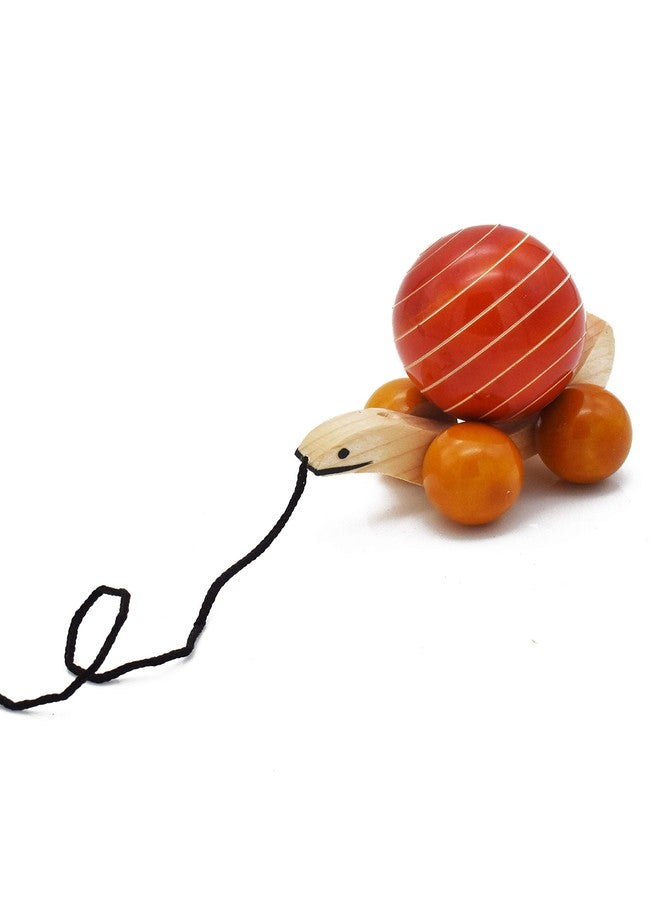 JustHandmade Wooden Tortoise Pull Along Toy for Kids, Colors May Vary (Combo of 3) - Image 3
